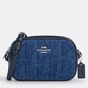 Coach Denim Quilted Mini Jamie Camera Crossbody Silver Accents NWT Retail:$328